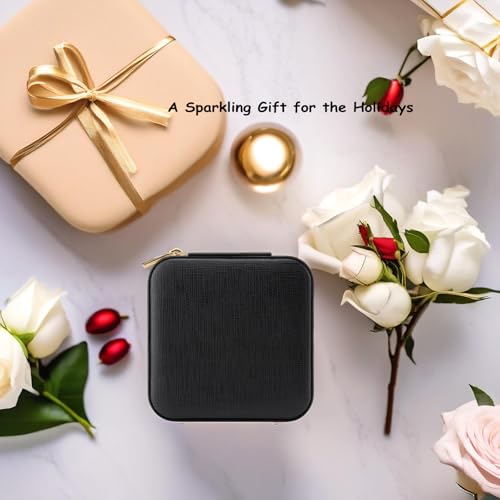 Vlando Small Travel Jewelry Box Organizer - Mirrored Carry-on Jewelries Necklaces Rings Earrings Necklace Storage Case, Black New - color: a. Black 2023