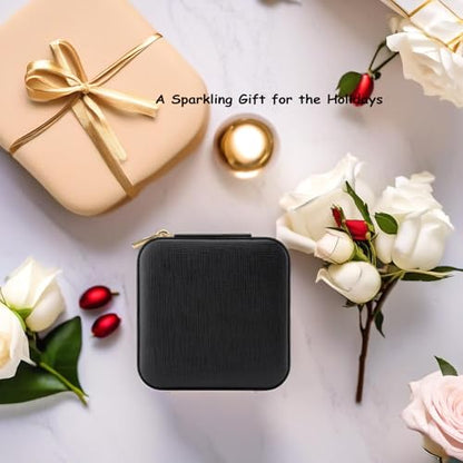 Vlando Small Travel Jewelry Box Organizer - Mirrored Carry-on Jewelries Necklaces Rings Earrings Necklace Storage Case, Black New - color: a. Black 2023