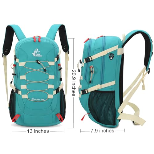Bseash 40L Waterproof Hiking Backpack with Rain Cover, Outdoor Sport Travel Bag Daypack for Camping Climbing Skiing Cycling (Greenish-blue) - color: Turquoise