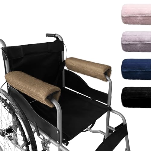 SPRING SEAON Wheelchair Armrest Covers 2 Pack Soft Memory Foam Wheelchair armrest Pads Wicking Washable for Office Transport Chair (Brown) - color: Brown