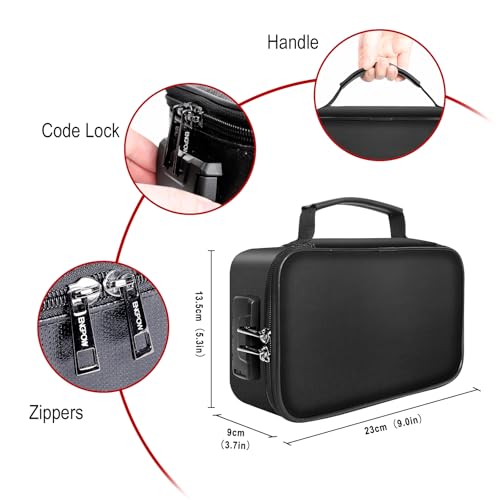 ENGPOW Small Fireproof Storage Organizer Case with Lock(9”x 5.3”x 3.7”), 3-Layer Soft Money Safe Coin Organizer Wallet Bag for Cash,Card,Passport,Check,Bill,Travel Home Organizer Carrying Case,Black - color: Black