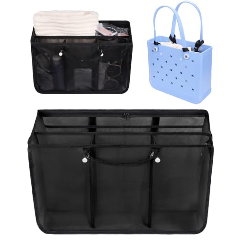 OUTXE Beach Bag Organizer Compatible with Baby Bogg Bag Accessories Inserts, Lightweight Mesh Insert Divider Pouch for Small Bogg Bags, Beach Tote Bags Insert for Organizing - color: #3-Black, size: Medium