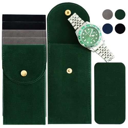 6PCS Watch Pouch: Portable Velvet Travel Case for Men & Women, Soft Watch Bag Storage - 2 Green, 2 Black, 2 Gray - color: 2 Green & 2 Black & 2 Gray
