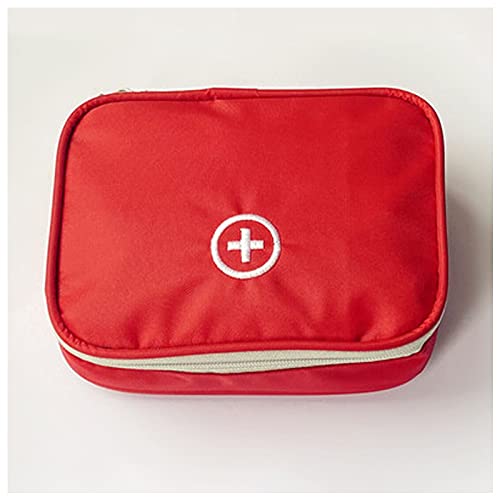 Portable Empty First Aid Bag, Mini Travel Medicine Pouch Double Zippers Handy Pills Pocket for Travel Home, Red - color: Red