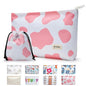 WLLWOO WLLWOO 2pcs Travel Make Up Bags-Cosmetic Bag Nylon Waterproof Large Wide Zipper Coin Purse Travel Toiletry Small Makeup Pouch For Women - color: Pink Cow