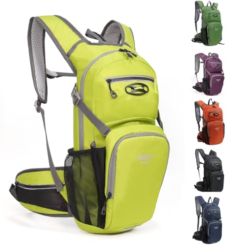 Hiking Daypack Waterproof Biking Backpack 15L Lightweight Durable Backpack for Ski Snowboarding Running MTB Cycling - color: Lime
