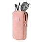 KINIVA Double Eyeglass Case for Men Women, 2-in-1 PU Dual Sunglasses Case, Scratch-Proof Travel Eyeglass Holder for Purse Car - style: Pink Woven