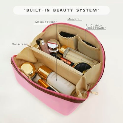 Travel Makeup Bag – Large Cosmetic Organizer with Waterproof Nylon, Smooth Double Zipper & Tear-Resistant Lining, Toiletry Pouch for Women (Pink) - color: 05-Pink