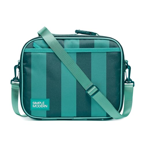 Simple Modern Hadley Lunch Box with Shoulder Strap | Kids & Adults | Insulated Bag with Pockets for Women, Men, Girls, Boys - color: Pattern: Lagoon Stripes