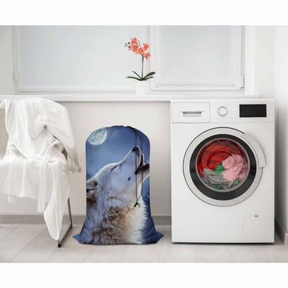 Swono Large Capacity Laundry Hamper Basket Wild Wolf Winter Jungle Starry Night Stars White Wildlife Storage Baskets for Bedroom, Bathroom, Dorm, Dining Room, Animal Theme - color: Wild Wolf