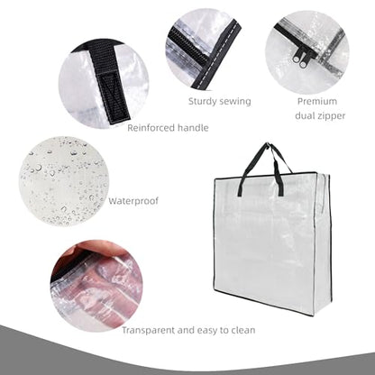 3 Pack Clear Storage Bags with Zipper and Handles, Blanket Bags For Closet Storage, Moving and Packing Supplies for College, Underbed Storage Organizer for Clothes Pillow Bedding Christmas Wreath - style: 3 Middle zipper