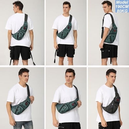 NICGID Sling Bag Chest Shoulder Backpack Crossbody Bags Casual Daypack for Men Women (Dark green-2620N) - color: Dark Green-2620n