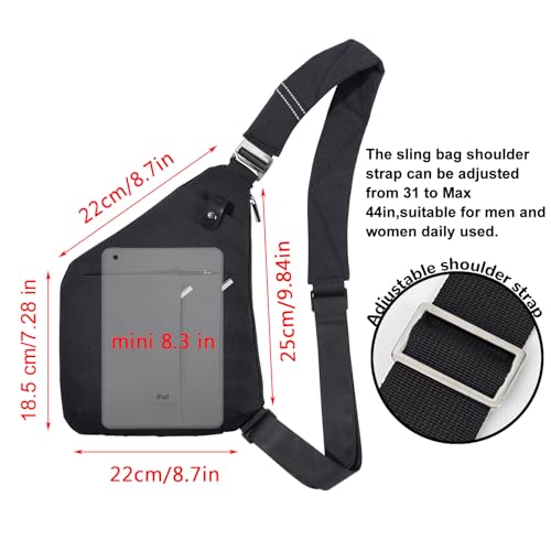 VADOO Sling Bag - Anti-theft Crossbody Shoulder Bag for Men and Women - color: Black-rfid