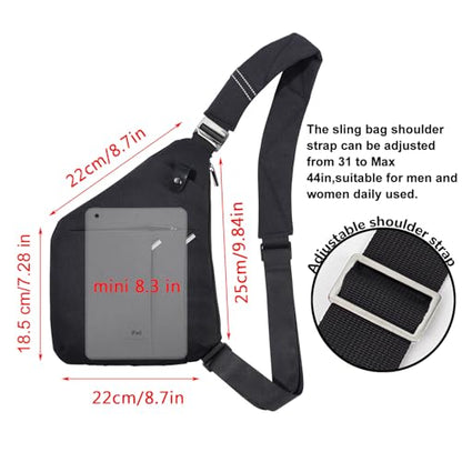VADOO Sling Bag - Anti-theft Crossbody Shoulder Bag for Men and Women - color: Black-rfid