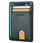 Buffway Slim Minimalist Front Pocket RFID Blocking Leather Wallets for Men and Women - Alaska Green - color: Alaska Green