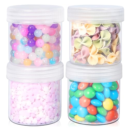 TSA Approved Wide Mouth Travel Size Containers, PP Clear & White Leak Proof Travel Plastic Jars with Lids for Creams Lotion Cosmetic, Jewelry Beads, Sample, Small Items Storage (3.4 oz, 8 Pcs) - color: Clear + White, size: 3.4 oz