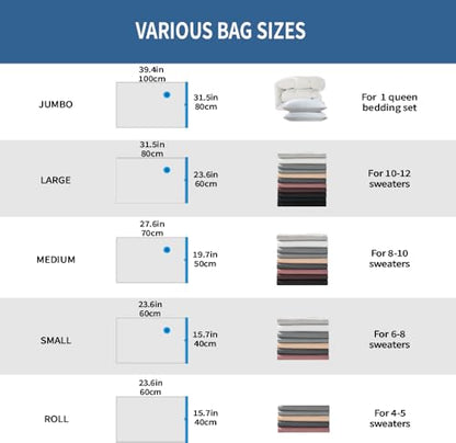 20 Pack Space Saver Vacuum Storage Bags Everyday Set | Vacuum Sealed Compression Bags with Hand Pump, Space Saving for Clothing, Travel, Bedding, Blankets, Comforters, Pillows - size: 20-Pack-H
