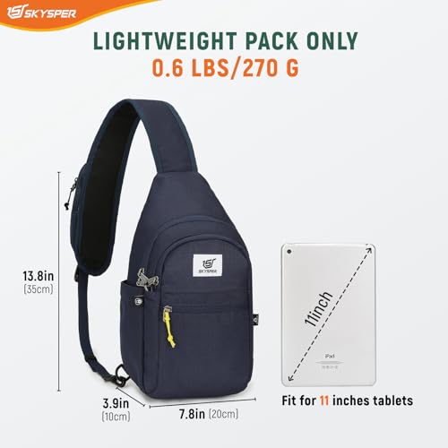 SKYSPER Sling Bag RFID Anti-Theft Crossbody Bag Recycled Travel Cross Body Bag Shoulder Sling Daypack - color: Blue