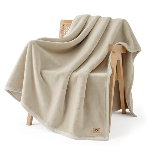 UGG Coco Plush Fleece Throw Blanket – Soft & Cozy Blanket for Couch, Bed & Sofa, Perfect for Home Decor, House Warming Gifts or Luxurious Birthday Gifts for Women, 50" x 70", Ivory Shoreline - color: Ivory