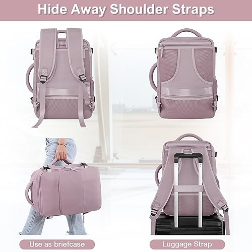 Sinaliy Travel laptop Backpack for Women, Personal Item Size Flight Approved, 16 Inch Laptop Bag with Multi-Pockets, College Computer Bag, Waterproof Carry On Backpack Casual Daypack Backpack - color: Purple, size: Large