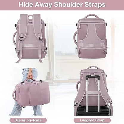 Sinaliy Travel Backpack, Carry on Flight Approved Backpack with Multi-Pockets, TSA Waterproof 17.3inch Laptop Backpack, Personal Item Travel Bag for Men Women, Light Purple - color: Purple, size: X-Large