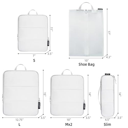 BAGAIL 6 Set Ultralight Compression Packing Cubes Packing Organizer for Travel Accessories Luggage Suitcase Backpack - color: White40D, style: Mesh Pattern