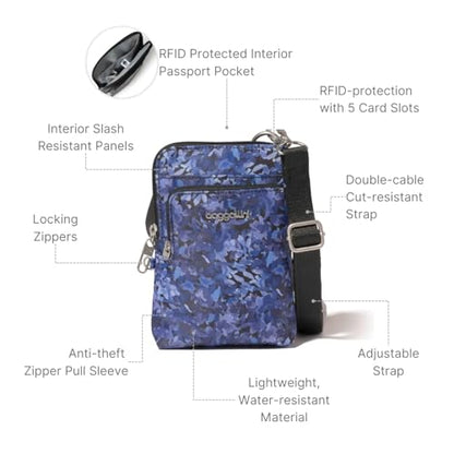Baggallini Women's Securtex Anti-theft Activity Crossbody Bag - color: Indigo Petal