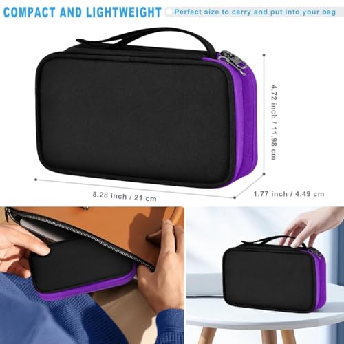 ZINMARK Portable Cable Organizer Case,Travel Pouch with Double-Layer Storage for Cables,Chargers,Earbuds & Phone,Black Purple– Small Size - color: Black Purple