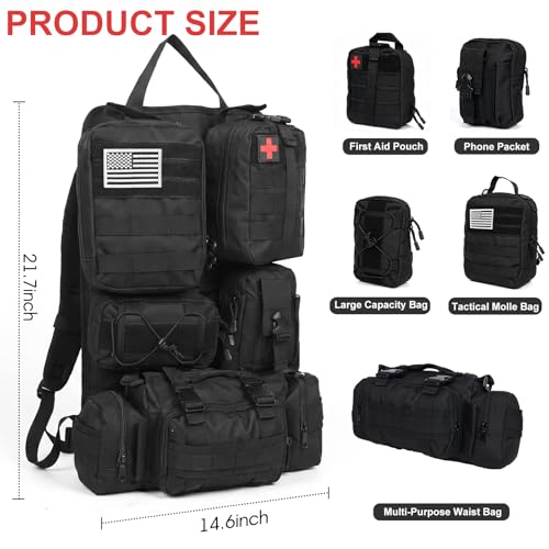 Tactical Seat Back Organizer, Molle Seat Back Organizer Panel With 5 Detachable Multi-Purpose Molle Pouch Fits Car Truck SUV Ford Jeep