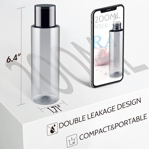200ML/6.8OZ Travel Size Toiletries, 3 Pack Travel Size Containers, Leak Proof Plastic Bottles for Shampoo, Lotion, Body Wash with 6pcs Labels - color: Grey, size: 200ml(3pcs)