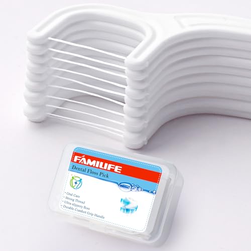 FAMILIFE Floss Picks, 200 Count Unflavored Dental Floss Cleaner, Tooth Picks Flossers with 4 Travel Handy Cases, Helps to Fight Tooth Decay and Keep Your Teeth Clean, Sticks for Family - color: Unflavored 200 Pcs