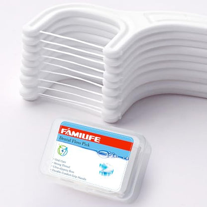 FAMILIFE Floss Picks, 200 Count Unflavored Dental Floss Cleaner, Tooth Picks Flossers with 4 Travel Handy Cases, Helps to Fight Tooth Decay and Keep Your Teeth Clean, Sticks for Family - color: Unflavored 200 Pcs