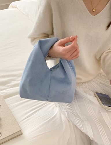 Slouchy Suede Crescent Crossbody Purses Women Cute Hobo Bags Trendy Satchels Underarm Shoulder Bag Travel Tote Handbag 2026 - color: A Suede Light Blue-no Strap