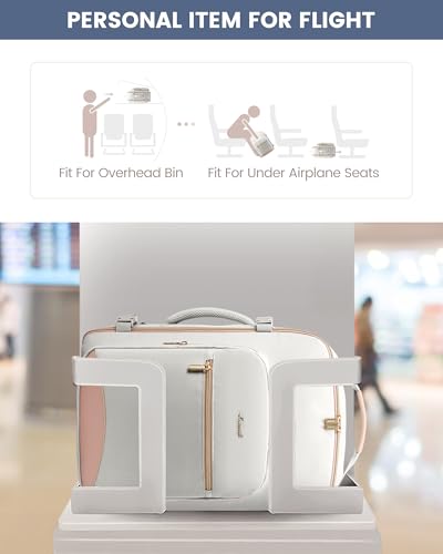 LOVEVOOK 50L Travel Backpack Flight Approved Carry on Backpack,3 Packing Cubes,Waterproof Personal Item Travel Bag,TSA Carry on Luggage Suitcase Travel Essentials,Gifts for Women & Men,fits 18" Laptop - color: A-light Gray-pink, size: X-Large-50L-4Pcs
