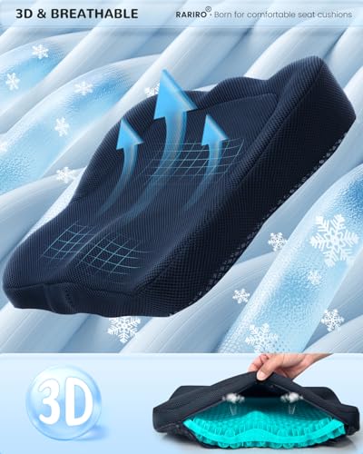 Thickened Gel Seat Cushion, Egg Gel Chair Pads for Wheelchair Pressure Coccyx Sciatica Pain Relief, Cooling Desk Seat Cushion for Kayak, Car, Office Chair Long Sitting[Green-2.75"] - color: Green, size: 16.9*14.5*2.75in