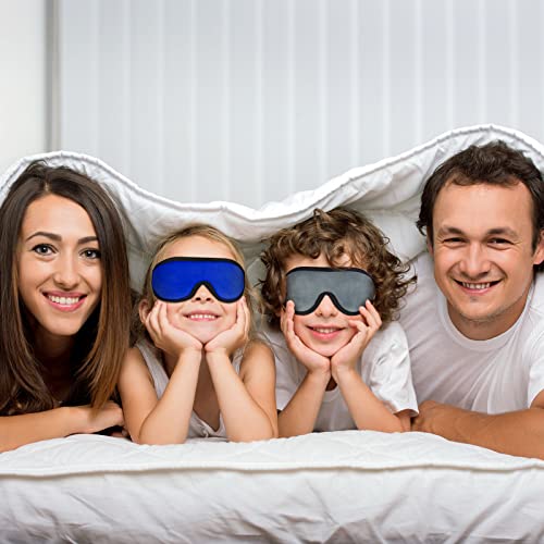 2 Pieces 3D Sleep Mask for Kids Memory Foam Contoured Eye Mask, Travel Sleep Eye Cover with Adjustable Strap, 3D Blindfolds(Blue and Gray) - color: Blue and Gray