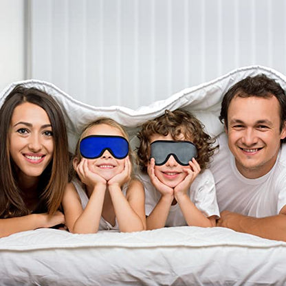 2 Pieces 3D Sleep Mask for Kids Memory Foam Contoured Eye Mask, Travel Sleep Eye Cover with Adjustable Strap, 3D Blindfolds(Blue and Gray) - color: Blue and Gray
