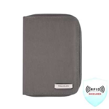 Travelon RFID Blocking Passport Zip Wallet - color: Smoke