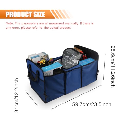 Car Trunk Organizer, Oxford Fabric Waterproof & Anti-Slip Vehicle Storage Box with Leak Proof & Insulated Cooler Bag, Large Capacity Foldable Auto Storage Box for Car, SUV, Truck (Blue) - color: Blue
