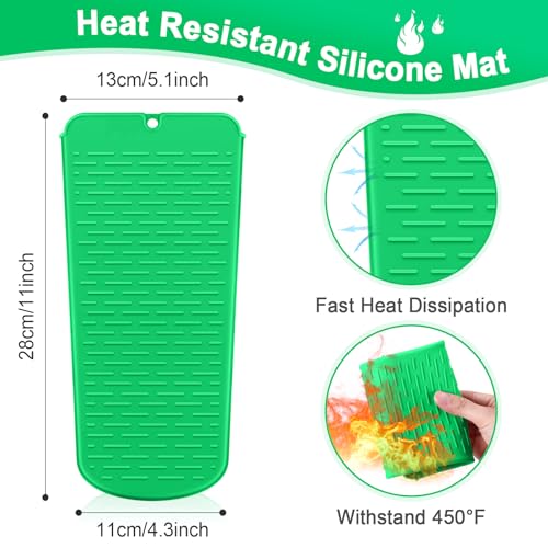 Shappy 2 Pcs Heat Resistant Hair Tools Bag Curling Iron Travel Case Cover Neoprene Flat Iron Holder Travel Case and Silicone Mat Pouch for Hot Hair Tools Storage Organizer(Frond Style) - style: Frond Style