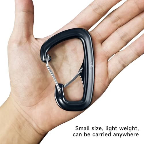 Heavy Duty Carabiner Clip Hook 8KN (1763 lbs), 2 PCS Ultra-Light Aluminum Caribeaners with Double Door D Ring Shape, for Hammock, Camping, Hiking, Backpacking, Dog Leash, Keychain Clip - style: 2#Black-2pc