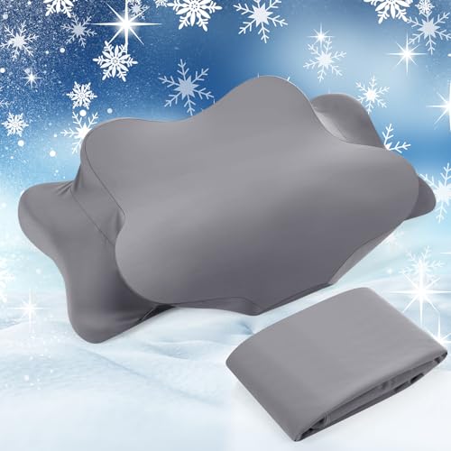 Hahafelt Cooling Cervical Neck Pillowcase Cover (Only Pillow Case) Ergonomic Pillowcase with Zipper Breathable Contour Pillow Cover for Side Back Stomach Sleepers(Dark Gray,Standard Size) - color: Dark Gray, size: Standard