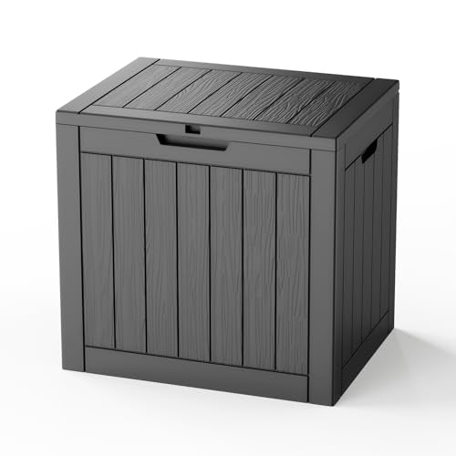 35 Gallon Outdoor Deck Box, Lockable Waterproof Outdoor Storage Boxes For Garden Tools,Indoor Cushions,Accessories Outside Storage Resin Weatherproof Container(Black) - color: Black, size: 35 Gallon