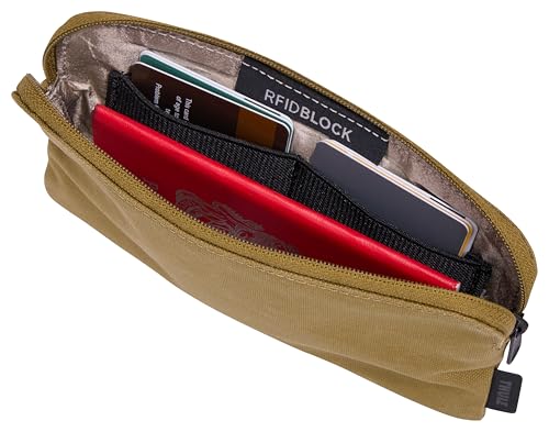 Thule Aion Travel Organizer - 2-in-1 Pouch Includes Travel Wallet and Electronics Bag - RFID Blocking Zipper Pouch - Internal Pockets to Stay Organized - 100% Recycled Waxed PFC-Free Fabric - color: Nutria