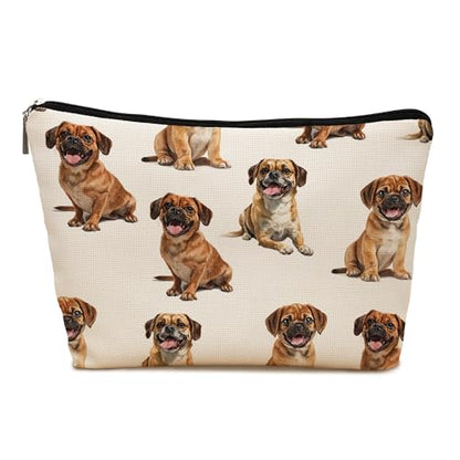 Puggle Dog Makeup Bag, Puggle Lovers Gifts Cosmetic Bag for Women, Dog Mom Lovers Owner Gifts for Women Christmas, Pet Lover Gift Zipper Travel Makeup Pouch for Purse - color: puggle