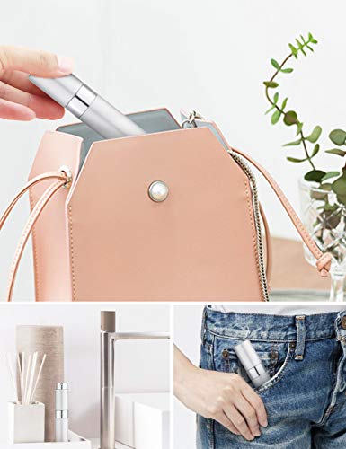 LISAPACK 8ML Atomizer Perfume Spray Bottle for Travel, Empty Refillable Cologne Dispenser, Portable Sprayer (Silver) - color: Silver