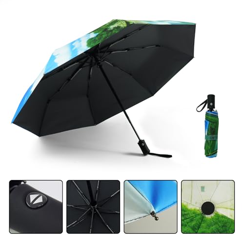 SY COMPACT Travel Umbrella - Windproof Automatic Compact Umbrella for Rain, Lightest 8-Rib, Small, Strong & Portable, Durable Grip, Fits Backpack & Car, Factory Direct (UV Available) - color: Castle