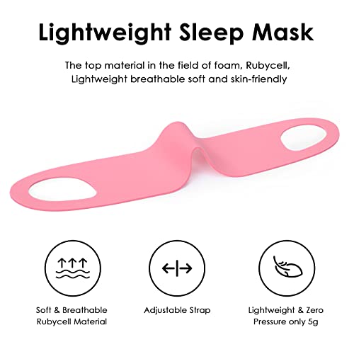 FRESHME Lightweight Breathable Sleep Mask Zero Pressure Blocking Light Sleeping Eye Mask for Men Women Travel Nap Blindfold Eye Shade Cover with Flexible Elastic Ear Hanging for Side Sleeper Pink - color: Pink