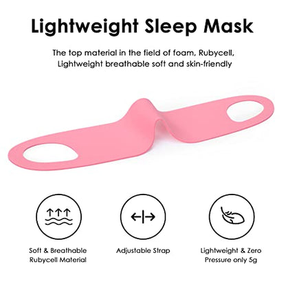 FRESHME Lightweight Breathable Sleep Mask Zero Pressure Blocking Light Sleeping Eye Mask for Men Women Travel Nap Blindfold Eye Shade Cover with Flexible Elastic Ear Hanging for Side Sleeper Pink - color: Pink