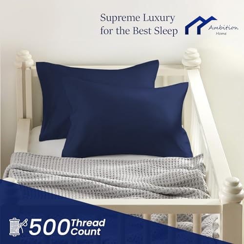 Toddler Pillow Cases 12x16 Inch Mini Pillow case with Zipper Closure Pillowcase Pack of 2 Travel Pillow Cover 500 Thread Count 100% Soft Egyptian Cotton Small Pillow Cases 12 x 16, Navy Blue - color: Navy Blue, size: Toddler 12x16